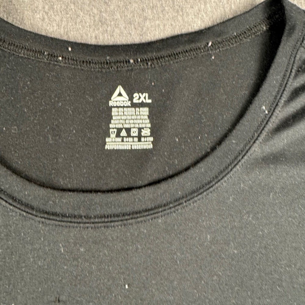 Reebok Mens 2XL Black Performance Long Sleeve Shirt Activewear Crew Neck 1468 - Picture 3 of 7